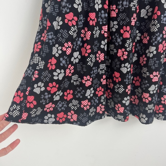 Retrolicious Black & Red Paw Print Fit & Flare Pinup Rockabilly Cotton Dress S - Picture 6 of 10